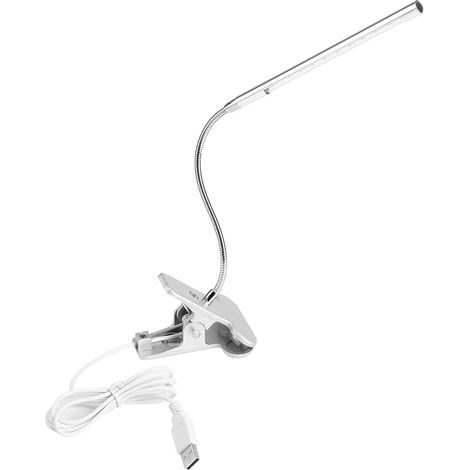 Lampe de bureau LED tactile rechargeable USB, avec pince flexible, couleur argent. (1/3)