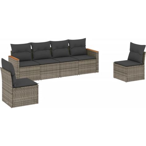 Maison Exclusive - 6-tlg. Garten-Sofagarnitur mit Kissen Grau Pol