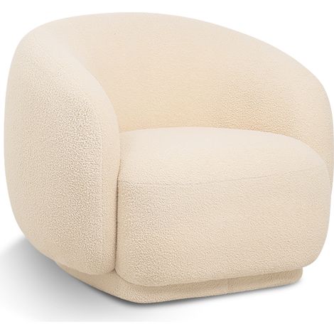 Gepolsterter Sessel aus Bouclé-Stoff - Gebogenes Design - Drisela Cremefarben (1/5)