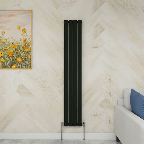 SKY Bathroom 1600x272mm Single Black Vertical Flat Panel Radiator Designer Central Heating Radiator