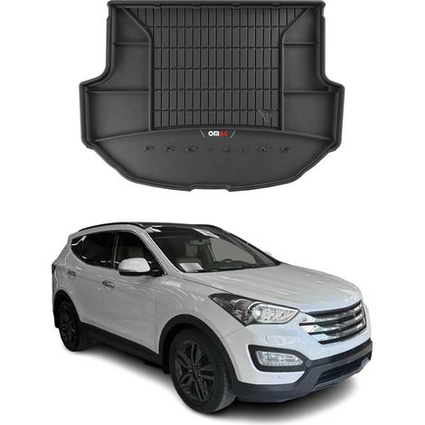 Tapis de Coffre 3D TPE Premium Compatible avec Hyundai Santa Fe III 2012-2018 - Bac de Protection de Coffre Intérieur antidérapant Revêtement de Coffre Bords Hauts pour Voiture Noir