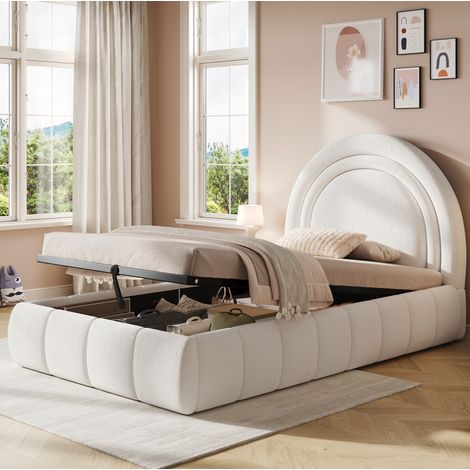Cama infantil cama dormitorio con almacenaje beige OKMYHOME (1/3)