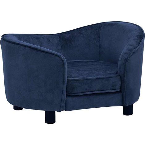Dog Sofa  Blue  Plush (80% polyester, 20% cotton), solid fir wood vidaXL (1/5)