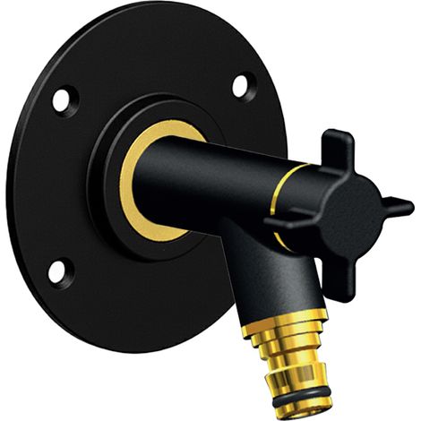 Robinet de jardin antigel OSLO horizontal Mâle 1/2" (15/21) avec son applique PER glissement Ø12 - Noir - ANQUIER