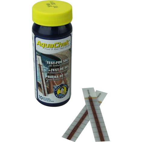 Lot de 10 bandelettes d'analyse pour piscine – Mesure de sel 400 à 7000 ppm – Compatible électrolyseur – Aquachek