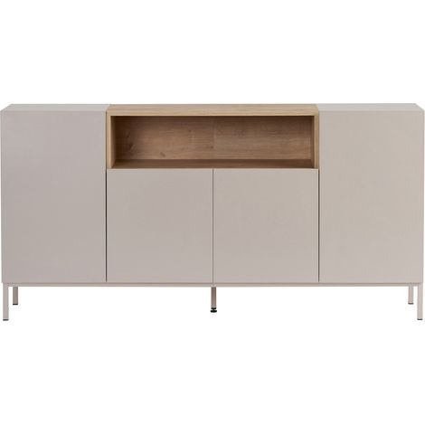 Credenza 4 porte 1 nicchia, finitura cashmere e legno L 160 cm - OLIVER