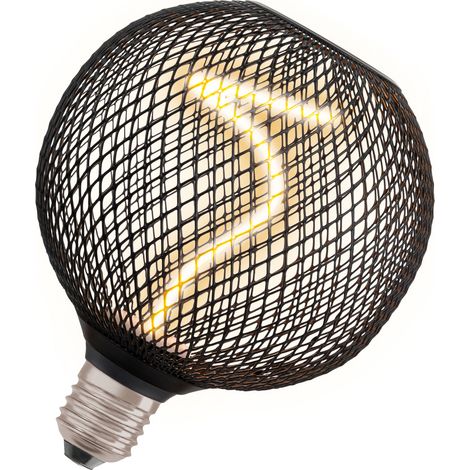 OSRAM DECOR Globo LED con filamento a spirale 3,5 W, 130lm/1800K in vetro trasparente nero senza piombo, accogliente bianco caldo 818 con filettatura E27, dimmerabile, diametro 125 mm. (1/5)