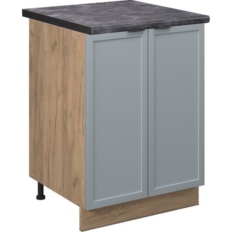 Meuble bas de cuisine Fame-Line, Bleu clair-gris, 60 cm , PT Anthracite, Vicco