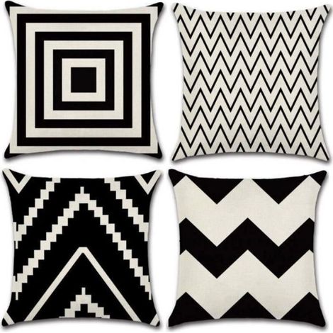 4 Housses de coussin, motif géométrique, coton lin, 45x45cm, décoration salon chambre voiture (1/4)