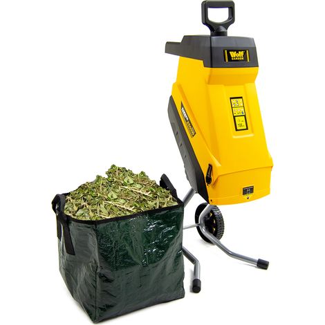Wolf Garden 2500W Electric Shredder, Branch & Twig Waste Mulching, 45L Collection Bag