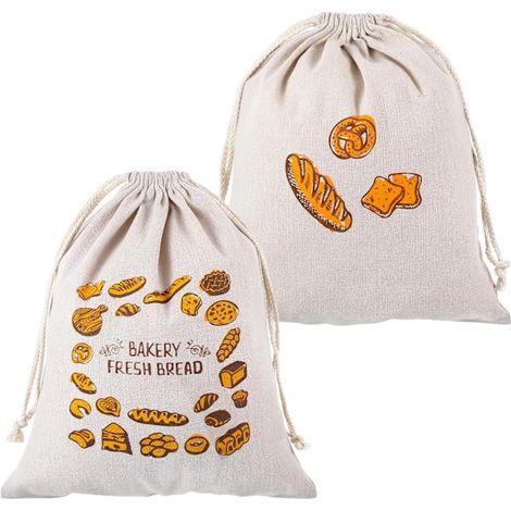 Sac réutilisable pour conserver le pain fait maison, 38 cm x 31 cm, fermeture à cordon, pour la fermentation naturelle, les baguettes et les produits de boulangerie.-AquaForge (1/4)