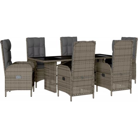 Maison Exclusive - Set comedor jardín 7 pzas y cojines ratán sint (1/5)