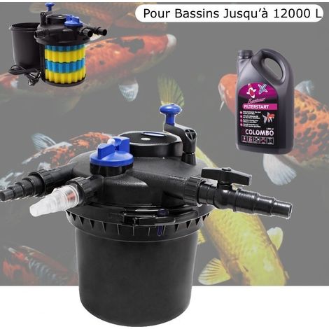 Filtre De Bassins De jardin, Sous Pression, UV 11W, Jusqu'à 12000 Litres + Bactéries 2500 ml (1/5)