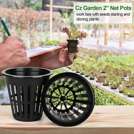50 wiederverwendbare Hydroponik-Netztöpfe, Hydroponik-Körbe, Aeroponik, Garten, schwarz (1/5)