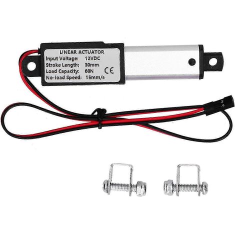 Mini vérin électrique étanche 12V DC, course 30mm, poussée 60N, vitesse 15mm/s, pour robotique et bricolage DIY, micro actionneur linéaire compact. (1/5)