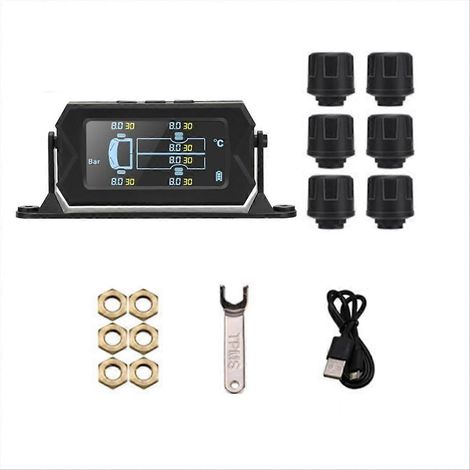 Système de surveillance de la pression des pneus (TPMS) solaire pour 6 roues (0-8 bars) - Capteur externe pour voiture, camping-car et camion (1/5)