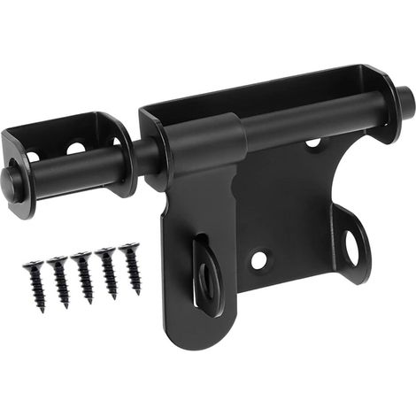 (Noir) Loquet coulissant avec trou pour cadenas, verrou de porte coulissante à pêne dormant, verrou de porte extérieure de 15 cm, loquet en acier inoxydable (1/5)