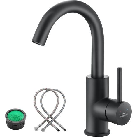 Grifo de lavabo, altura total 260 mm, altura de salida de agua 187 mm, montaje sobre encimera, monomando, núcleo de válvula cerámico (1/5)