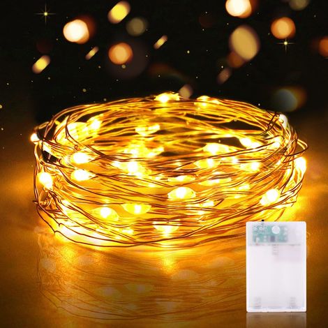 Guirlande Lumineuse LED à Piles 2M 20 LEDs Mini Guirlande LED avec Minuterie Interieur Extérieur Décoration Lumière pour Chambre Noël Mariage Anniversaire Soirée (4 Pièces, Blanc Chaud) (1/5)