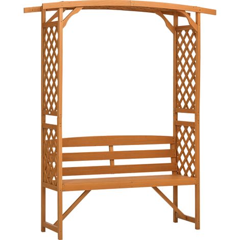 Garden Bench, Wooden Garden Arbour with Seat for Vines/Climbing Plants, Brown
