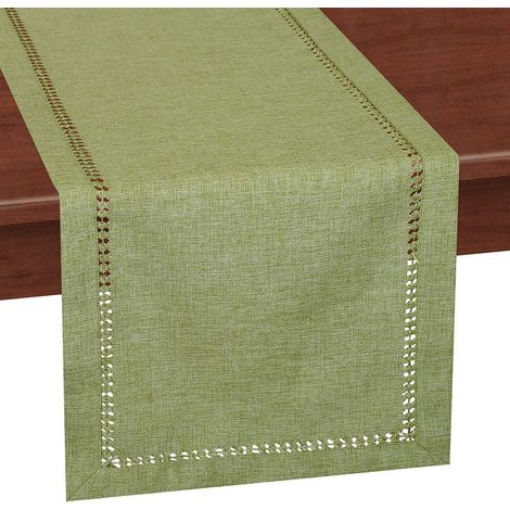 Chemin de Table de Salle à Manger fabriqué à la Main Écharpe de Commode Double Ourlet à Couture Vert Sauge 35,6 x 137,2 cm (1/5)