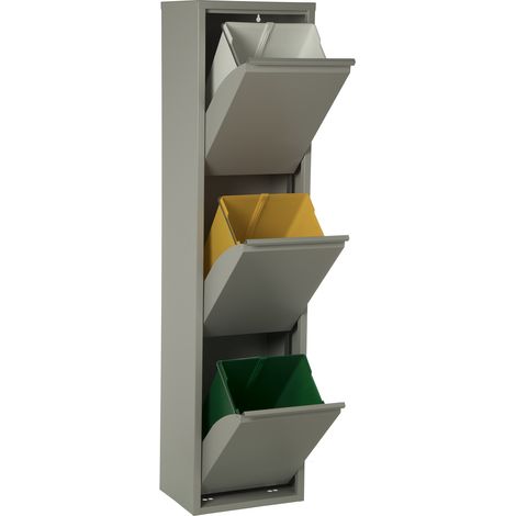 Recycling -Bin 3 Eimer Matt Grey, 3x18L 33x25x135cmpour Alle Stile, um dem Haus eine Note zu verleihen (1/5)