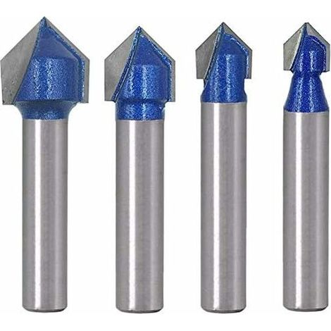 Green Mobility-4 PCS 6.35mm Tige V Rainure en Carbure Monobloc Routeur CNC Gravure 90 Degrés V-Rainurage Bit Outils de Travail du Bois (1/5)