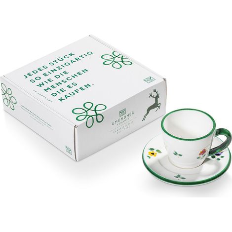 Gmundner cerámica flores esparcidas espresso para ti/2 unid. caja regalo