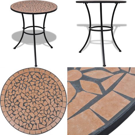 Bistrotisch Terrakotta-Rot 60 cm Mosaik - Gartentisch - Mosaiktisch - Terracotta Tisch - Outdoor Tisch - Balkontisch