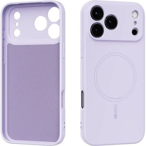 (Violet, iPhone 15 Pro) Coque de téléphone magnétique en silicone liquide souple pour iPhone, résistante aux chutes, chargement sans fil. (1/5)
