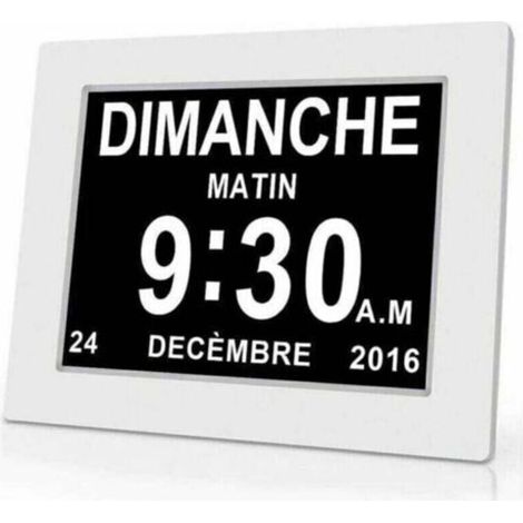 Horloge calendrier numérique One Piece 7 pouces avec date et heure, XU, Horloge Alzheimer pour parents, Rappel de médicaments pour grands-parents et enfants - Blanc - 20.414.32.4cm - KZQ