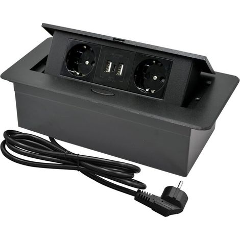Einbau-Steckdosenleiste für die Küchenarbeitsplatte, ausziehbarer Steckerblock mit 2 Steckdosen, USB-Anschluss und Typ-C-Anschluss, 1,8 m Kabel