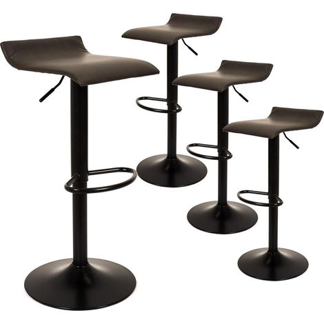 BOLY - Lot de 4 Tabourets Simili Cuir Marron Foncé (1/5)