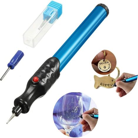 Gravure Stylo Portable Stylo de Gravure avec Pointe Diamantée, Outils de Gravure Sans Fil en Aluminium pour Bijoux en Bois Verre Métal Plastique Céramique Gravure (1/5)