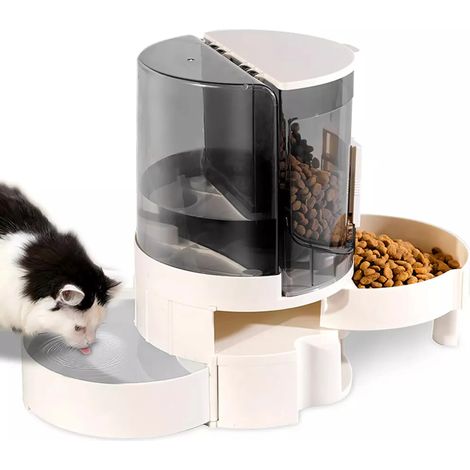 Kombinierter Futter- und Wasserspender, automatischer Futter- und Wasserspender für Katzen und Hunde, Trinkbrunnen für Katzen und Hunde, 2-in-1-Futterstation (1/5)