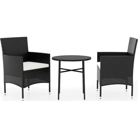 Ensemble à manger de jardin 3 pcs,Salon de jardin Résine tressée Noir CFW29801 (1/5)