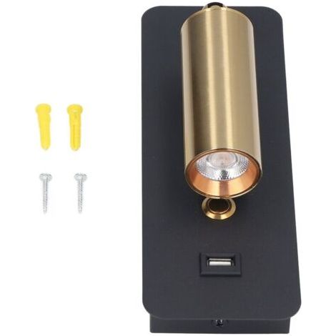 Applique murale LED interrupteur à clé minimaliste USB charge noir or éclairage neutre appliques murales pour chevet 85 à 265V (1/4)