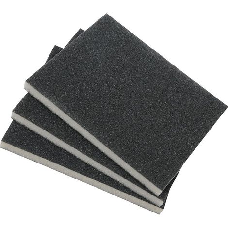 Set de 3 éponges abrasives à grain fin, moyen & gros pour le bois et le métal - papier abrasif utilisable à sec et à l'eau (1/5)