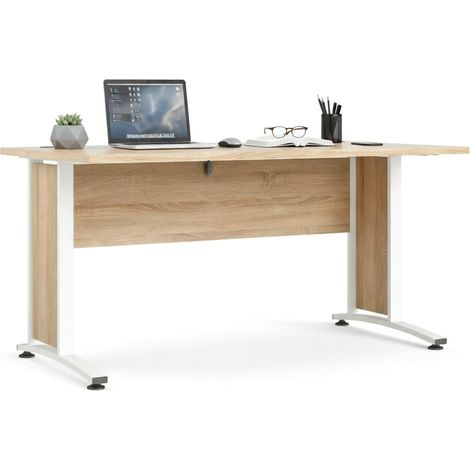 Bureau Ascorbate, Trous Passe-câbles, Plateau Marron, 80x150x74,5h cm Marron