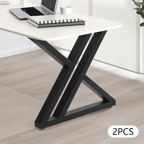 2 Stück Metall Tischbeine, Tischbein Metallfuß Sitzbank Industrial Tischgestell Tischkufen, Schmiedeeiserne Tischbeine für DIY Sitzbank Couchtisch - Schwarz (1/5)
