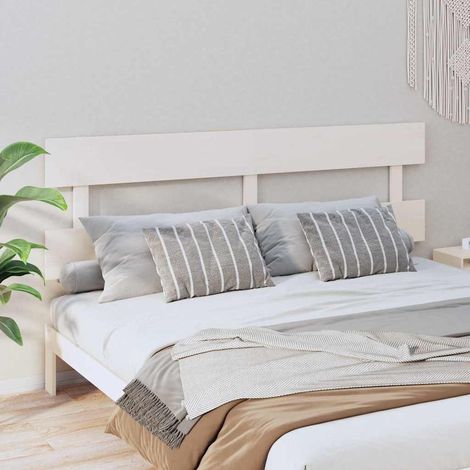 vidaXL Cabecero de cama madera maciza de pino blanco 204x3x81 cm (1/5)