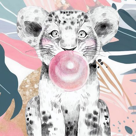 Papier peint panoramique Enfants - Lion bulle - 390 cm x 390 cm (1/2)