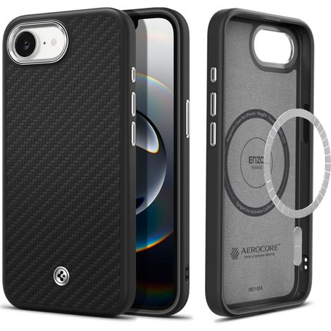 Spigen Enzo Aramid Mag MagSafe Hülle für iPhone 16e / 17e Schwarz (1/3)