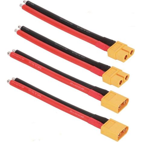 2 paires de connecteurs mâles XT60 avec fil de silicium 100 mm 12 AWG pour jouets de batterie au lithium RC (1/5)