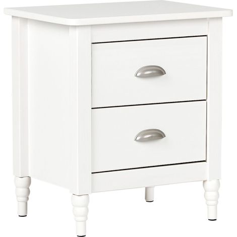 2 Drawer Bedside Table SHILLINGTON Pine Wood White