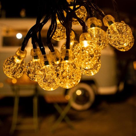 Guirlande Lumineuse Solaire, 12m 100 LED Guirlande Lumineuse Extérieure, Lampes Solaires de Jardin, Lampes Solaires de Patio Étanches à 8 Modes pour Patio, Jardin, Gazebo, Cour, Noël [Classe énergétiq