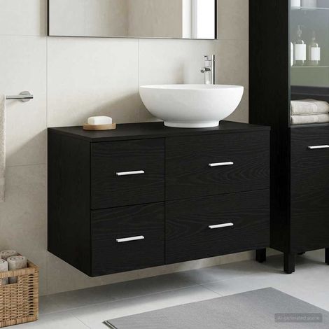 vidaXL Bathroom Furniture Set 2 pcs Black Oak Engineered Wood (1/5)
