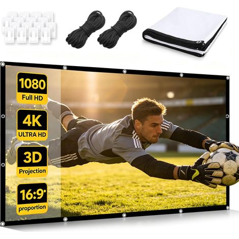 Écran de projection 221 x 125 cm (100"), épaissie 16:9, portable, pliable, anti-plis, écran de projection 4K pour home cinéma, arrière-cour, intérieur et extérieur, camping (1/5)
