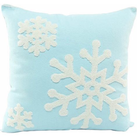Housse De Coussin - Tissu Coton - Motif Flocon De Neige - 45 X 45 Cm - Usage Intérieur Et Extérieur - 1 Pièce (1/2)