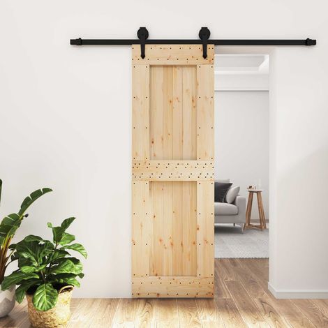 Porta scorrevole Naturale e Nero 70 x 210 cm vidaXL (1/5)